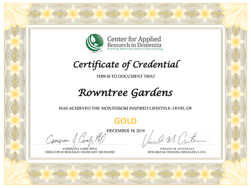 Rowntree Montessori Inspired Lifestyle Certificate